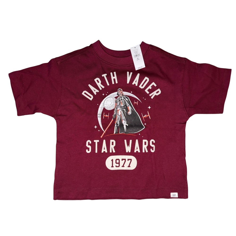 Gap Kids Star Wars Darth Vader Graphic T-Shirt Maroon 1977 XS 4-5 NWT Q3
